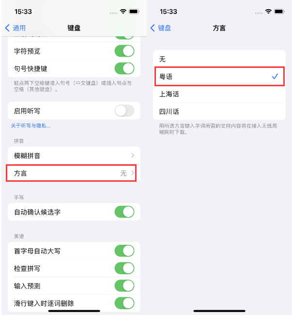 六枝特苹果14服务点分享iPhone 14plus设置键盘粤语方言的方法 